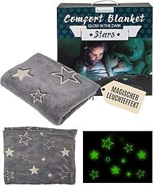 Out of the blue - Kuscheldecke Sterne mit Glow in