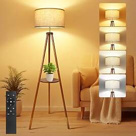 OUTON Stehlampe Holz Dreibein, Modern Dimmbar