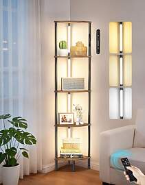 OUTONLIFE LED-Stehlampe mit Regal, Touch- &