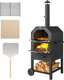 Outsunny 2-In-1 Pizzaofen Outdoor mit Rollen