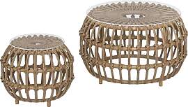 Outsunny 2er Set Beistelltisch Polyrattan Ø66/42