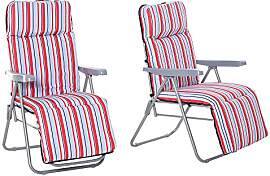 Outsunny 2er-Set Liegestuhl Set mit Kissen