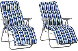 Outsunny 2er-Set Liegestuhl Set mit Kissen