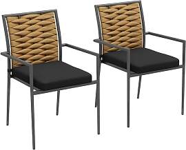 Outsunny 2er-Set Rattan Gartenstuhl Gartensessel