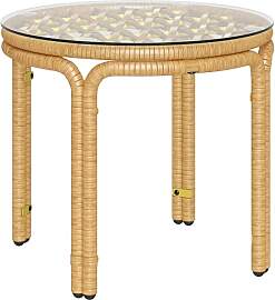 Outsunny Beistelltisch aus Polyrattan runder