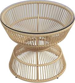 Outsunny Beistelltisch Rattan, Ø60 cm Couchtisch