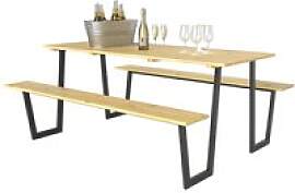 Outsunny Bierzeltgarnitur Holzoptik Holz B/H/L: