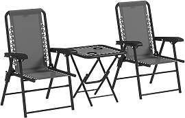 Outsunny Bistro Set 3-teilig aus Stahl Wetterfest