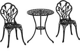 Outsunny Bistro-Set schwarz Aluminium B/H/L: ca.