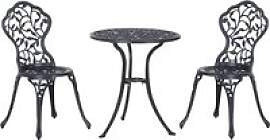 Outsunny Bistroset schwarz Aluminium B/H/L: ca.