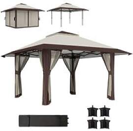 Outsunny Faltpavillon beige Polyester B/H/L: ca.