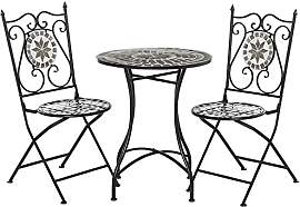 Outsunny Garten Sitzgruppe 3-teilige Mosaiktisch