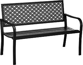 Outsunny Gartenbank Stahl, 2-Sitzer Parkbank mit
