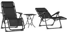 Outsunny Gartenliege 2er Set schwarz Netzstoff