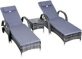 Outsunny Gartenliege grau Metall