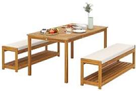 Outsunny Gartenmöbel-Set taupe Alteiche B/H/L: