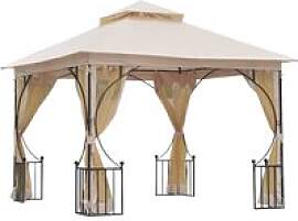Outsunny Gartenpavillon beige Metall B/H/L: ca.