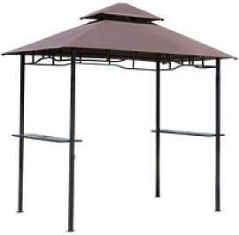 Outsunny Gartenpavillon café braun Stahl B/H/L: