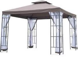 Outsunny Gartenpavillon café braun Stahl B/H/L: