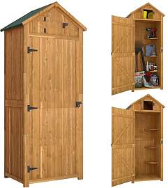 Outsunny Gartenschrank Holz, Geräteschuppen