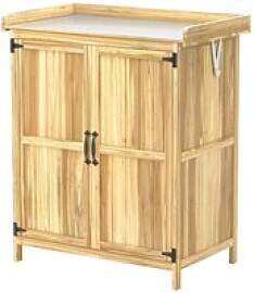 Outsunny Gartenschrank Holzoptik Edelstahl B/H/L: