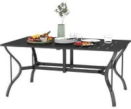 Outsunny Gartentisch schwarz Metall B/H/L: ca.