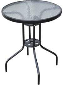 Outsunny Glastisch schwarz Metall H/D: ca. 70x60 cm