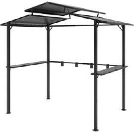 Outsunny Grillpavillon schwarz Metall B/H/L: ca.