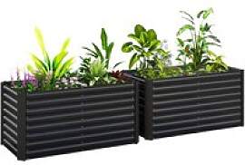 Outsunny Hochbeet 2er Set dunkelgrau Stahl B/H/L: