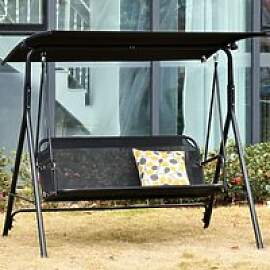 Outsunny Hollywoodschaukel schwarz Metall B/H/L: