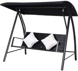 Outsunny Hollywoodschaukel schwarz Polyrattan