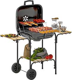 Outsunny Holzkohlegrill aus Stahl fahrbar