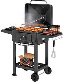 Outsunny Holzkohlegrill BBQ Smoker mit Deckel
