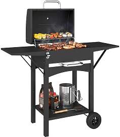 Outsunny Holzkohlegrill mit Deckel, BBQ Smoker