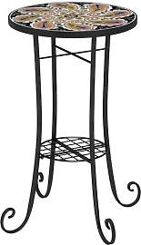 Outsunny Mosaik Gartentisch, 35,5 cm Runder Tisch
