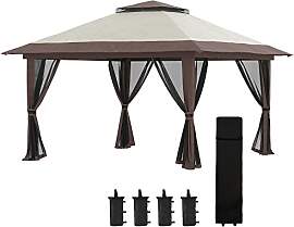 Outsunny Pavillon 4x4m Stabil Winterfest Pop-up