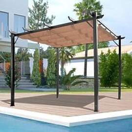 Outsunny Pergola braun Aluminium B/H/L: ca.