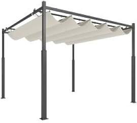 Outsunny Pergola cremeweiß Metall B/H/L: ca.