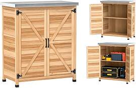 Outsunny Pflanztisch mit Unterschrank aus Holz