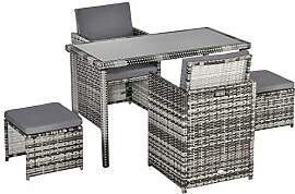 Outsunny Polyrattan Sitzgruppe Essgruppe Gartenset 