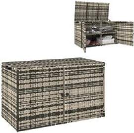 Outsunny Rattan-Auflagenbox grau Polyethylen