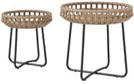 Outsunny Rattan-Beistelltisch braun Polyethylen