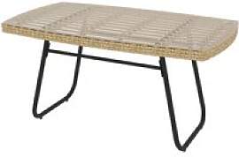 Outsunny Rattan-Gartentisch Holzoptik Stahl B/H/L: 