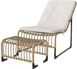 Outsunny Rattan Relaxsessel mit Hocker cremeweiß