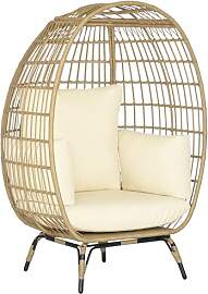 Outsunny Rattansessel in Korbform, Rattanstuhl mit 