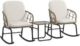 Outsunny Sitzgruppe creme Edelstahl B/H/L: ca.