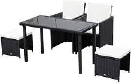 Outsunny Sitzgruppe schwarz Polyrattan