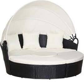 Outsunny Sonneninsel schwarz Polyrattan B/H/T: ca. 