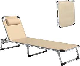 Outsunny Sonnenliege faltbar Gartenliege mit