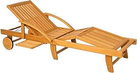 Outsunny Sonnenliege Holz klappbar Gartenliege mit 